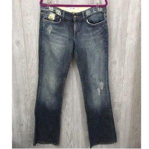 Joe's jeans size 30w distressed dark wash denim blue jeans straight leg